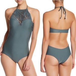 Mikoh Crochet High Neck One Piece Swimsuit